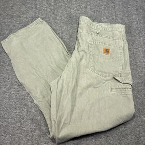 Carhartt Carpenter Pants 40x32 Loose Fit Work Pants B159 LDN Green Distressed